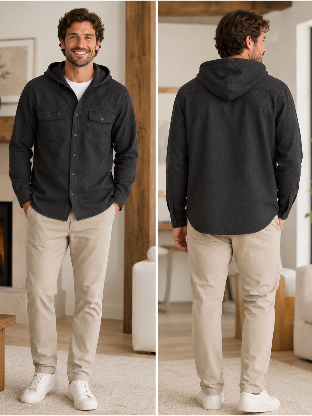 Weatherproof Charcoal Hooded Shirt Jacket